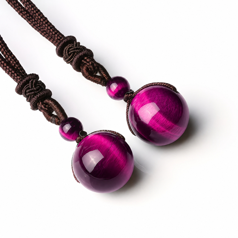3pc Glass Rose Red Tiger Eye Jewellery Set